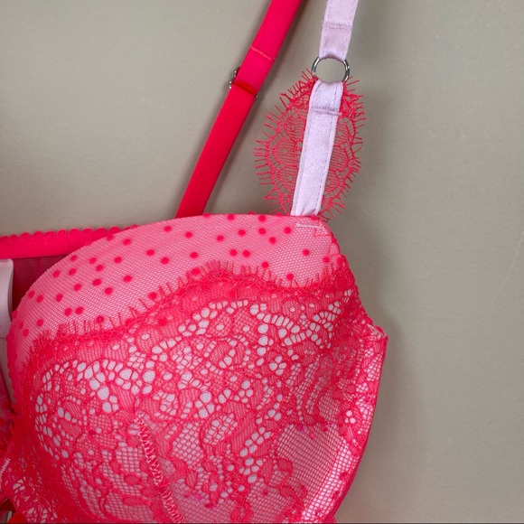 Victoria's Secret Babydoll Lingerie Push-Up 36C Pink Red - Picture 5 of 9